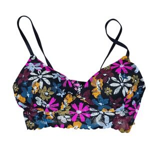 PINK Victoria's Secret Floral Lace Bralette Black Multicolor Adjustable